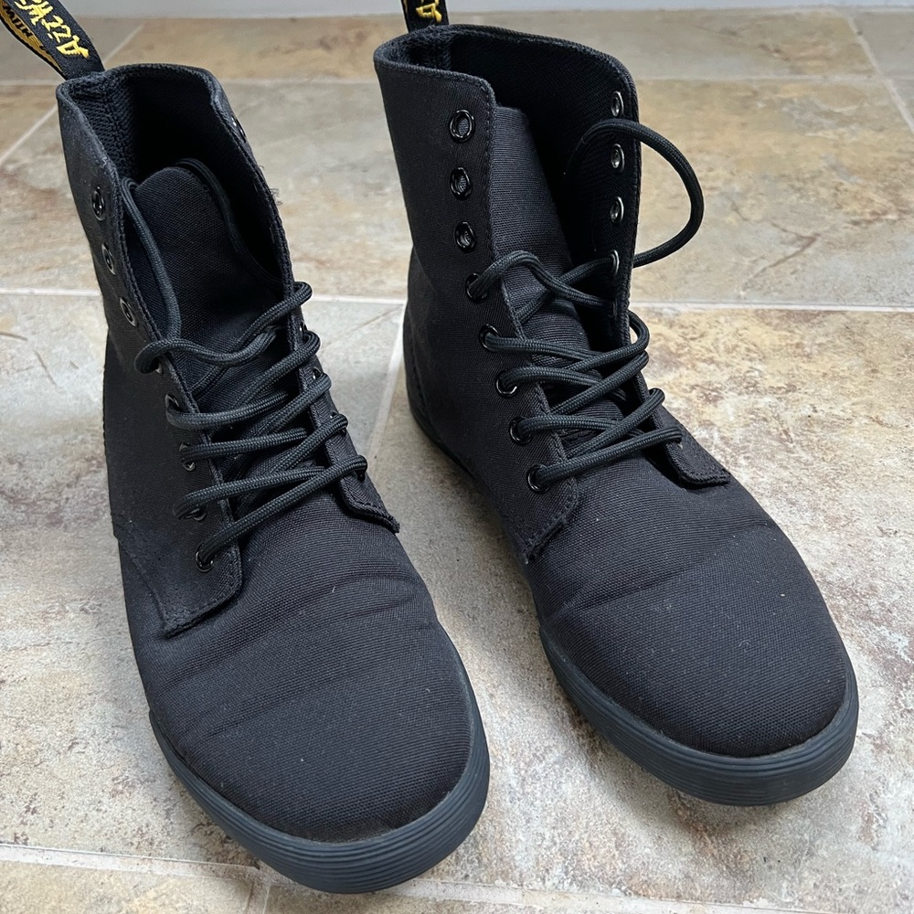 Dr. Martens Black Canvas Womens Boots